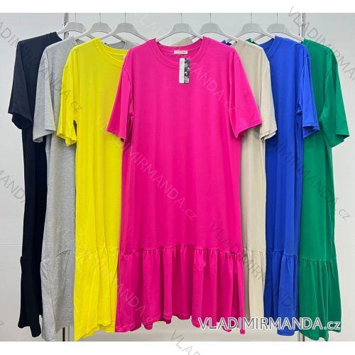 Women's Plus Size Summer Short Sleeve Dress (50/52/54 ONE SIZE) ITALIAN FASHION IM424384