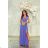 Women's Long Elegant Dress with Wide Straps (SL) FRENCH FASHION FMPEL23VELVET purple 46