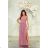 Women's Long Elegant Dress with Wide Straps (SL) FRENCH FASHION FMPEL23VELVET pink 48