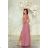 Women's Long Elegant Dress with Wide Straps (SL) FRENCH FASHION FMPEL23VELVET pink 48