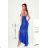 Women's Long Elegant Dress with Wide Straps (SL) FRENCH FASHION FMPEL23VELVET modrá královská 34