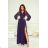 Women's Long Elegant Dress with Wide Straps (SL) FRENCH FASHION FMPEL23VELVET dark blue 46