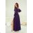 Women's Long Elegant Dress with Wide Straps (SL) FRENCH FASHION FMPEL23VELVET dark blue 46