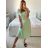 Women's Long Summer Short Sleeve Dress (S/M ONE SIZE) ITALIAN FASHION IM323111 -   light green -   S / M