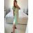 Women's Long Summer Short Sleeve Dress (S/M ONE SIZE) ITALIAN FASHION IM323111 -   light green -   S / M