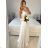 Šaty elegantní svatební společenské dlouhé na ramínka dámské (M/L-L/XL ONE SIZE) ITALSKá MóDA IMM22PL60032 S/M white