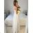 Šaty elegantní svatební společenské dlouhé na ramínka dámské (M/L-L/XL ONE SIZE) ITALSKá MóDA IMM22PL60032 S/M white