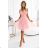 541-2 CELESTINA Elegant tulle dress with a neckline and bow - dirty pink