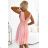 541-2 CELESTINA Elegant tulle dress with a neckline and bow - dirty pink