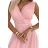 541-2 CELESTINA Elegant tulle dress with a neckline and bow - dirty pink