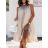 Women's Long Sleeve Hoodie Dress (S / M ONE SIZE) ITALIAN FASHION IMWA216095 beige S / M