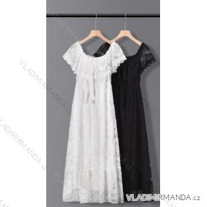 Women's Lace Cotton Short Sleeve Dress (S/M ONE SIZE) ITALIAN FASHION IMM23M7267