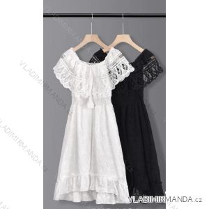 Women's Lace Cotton Short Sleeve Dress (S/M ONE SIZE) ITALIAN FASHION IMM23M7267