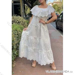 Women's Lace Cotton Short Sleeve Dress (S/M ONE SIZE) ITALIAN FASHION IMM23M7267