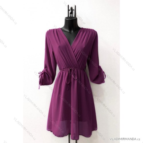 Women's Long Sleeve Summer Dress (S/M ONE SIZE) ITALIAN FASHION IMPES238990 Dark, Purple