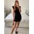 Women's Short Sleeve Dress (S/M ONE SIZE) ITALIAN FASHION IMPGM2310665 S / M black