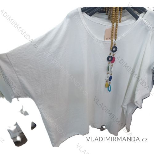 Women's Short Sleeve Pleated Blouse (S/M ONE SIZE) ITALIAN FASHION IM324107