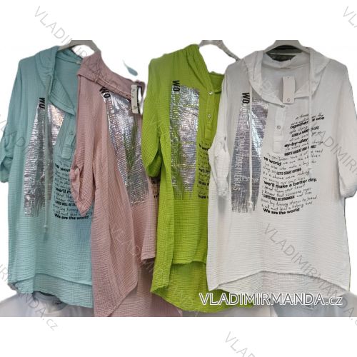 Women's Short Sleeve Shirt Dress (S / M ONE SIZE) ITALIAN FASHION IM422633