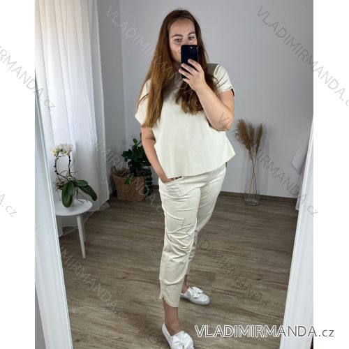 Women's Plus Size Oversize Pants and Long Sleeve T-Shirt Set (M/L/XL ONE SIZE) ITALIAN FASHION IMC24036