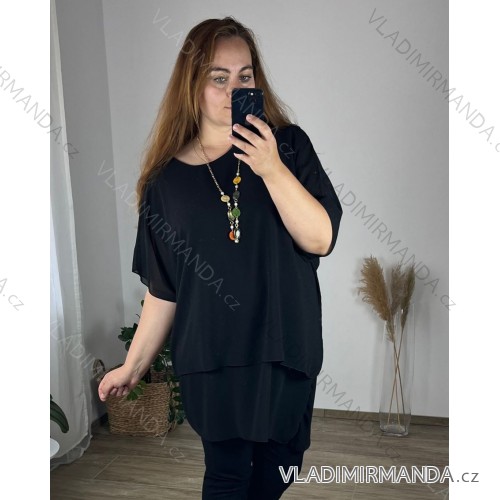 Shirt extended 3/4 long sleeve women's (L/XL/2XL ONE SIZE) ITALIAN FASHION IM423025  black