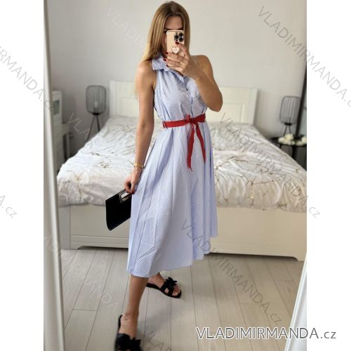 Sleeveless Long Women's Stripe Shirt Dress (uni s/m) ITALIAN Fashion IMM24BR8444