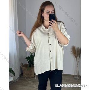 Women's Plus Size Extended Long Sleeve Shirt 2XL ONE SIZE) ITALIAN FASHION IMC22808