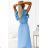 549-2 MIRABELLA Pleated chiffon midi dress with a neckline and delicate ruffles - light blue