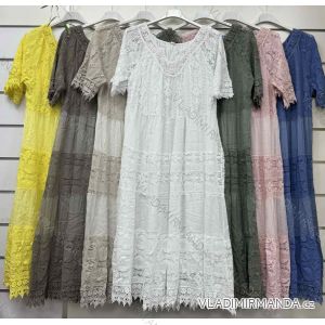 Women's Lace Boho Short Sleeve Dress (42/44/46 ONE SIZE) ITALIAN FASHION IMWF24525