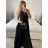 Women's Long Chiffon Short Sleeve Dress (S/M ONE SIZE) ITALIAN FASHION IMWGS231048 S / M black