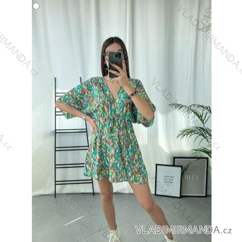 Women's Long Chiffon Short Sleeve Dress (S/M ONE SIZE) ITALIAN FASHION IMWGS231048