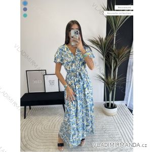 Women's Long Chiffon Short Sleeve Dress (S/M ONE SIZE) ITALIAN FASHION IMWGS231048