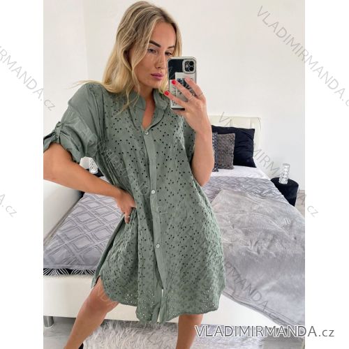 Women's 3/4 Long Sleeve Shirt Dress (S/M/L ONE SIZE) ITALIAN FASHION IM724031