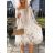 Women's Long Chiffon Short Sleeve Dress (S/M ONE SIZE) ITALIAN FASHION IMWGS231048 S / M white