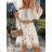 Women's Long Chiffon Short Sleeve Dress (S/M ONE SIZE) ITALIAN FASHION IMWGS231048 S / M white