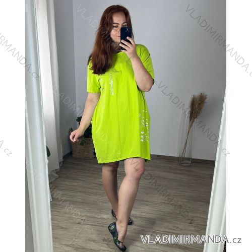 Women's Plus Size Casual Short Sleeve Dress (54/56/58 ONE SIZE) ITALIAN FASHION IM424356