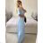 Women's Long Chiffon Short Sleeve Dress (S/M ONE SIZE) ITALIAN FASHION IMWGS231048 -   Light blue -   S / M