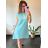 Summer long sleeve flowered women's dress (UNI S / L) ITALIAN FASHION IMK20150 36 Light blue