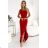 317-4 One shoulder long dress - red