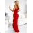 317-4 One shoulder long dress - red