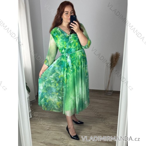 Women's Long Sleeve Shirt Dress (S/M ONE SIZE) ITALIAN FASHION IMWD232607 -   Green -   44/46