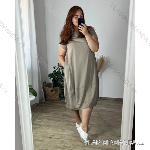 Women's Long Chiffon Short Sleeve Dress (S/M ONE SIZE) ITALIAN FASHION IMWGS231048 52/54 Brown