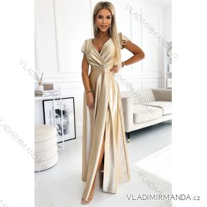 Women's Long Elegant Satin Dress (XL) ITALIAN FASHION NUMECO24411/DU