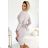 Women's Long Sleeve Belted Casual Dress (S/M/L ONE SIZE) ITALIAN FASHION IMHMS24289 M beige