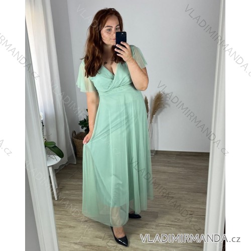 Dress Long Elegant Party Short Sleeve Women's Plus Size (2XL-4XL) ITALIAN FASHION IMPSH233589V modrá mintova 50/52