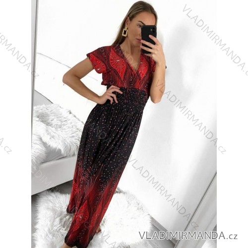 Women's summer icecool dress with sleeve (M/L, XL/2XL) AINUOSI ITALIAN FASHION IMB239922 -   red -   M / L