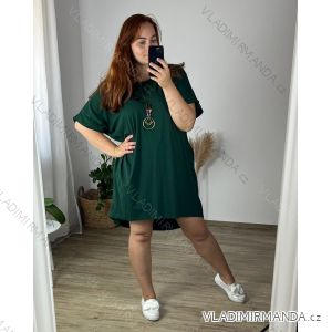 Oversize Dress with Pendant Short Sleeve Women's Oversized Cotton Summer (54/56/58 ONE SIZE) ITALIAN FASHION IM424381