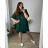 Oversize Dress with Pendant Short Sleeve Women's Oversized Cotton Summer (54/56/58 ONE SIZE) ITALIAN FASHION IM424381 56/58 dark emerald