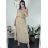 Women's Sleeveless Sequin Velvet Long Party Dress (S/M ONE SIZE) ITALIAN FASHION IMWB233931 žlutá S / M