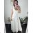 Women's Long Chiffon Short Sleeve Dress (S/M ONE SIZE) ITALIAN FASHION IMWGS231048 -   béžová smetanová -   S / M