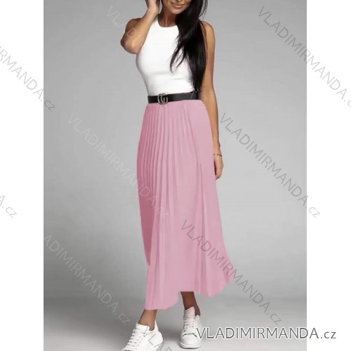 Women's long pleated skirt (S/M ONE SIZE) ITALIAN FASHION IMD22536/DUR old pink S/M